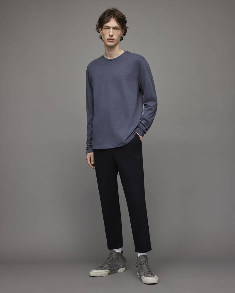 Command Blue Allsaints Brace Long Sleeve Brushed Cotton T Shirt | MD055X-7711