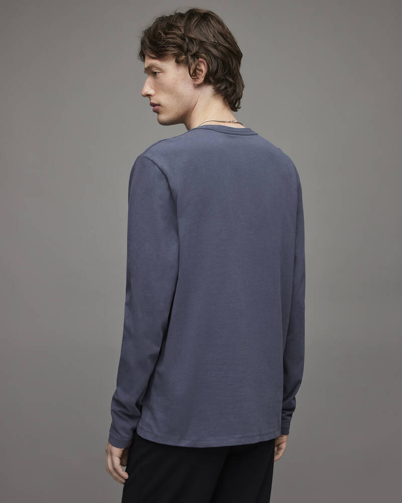 Command Blue Allsaints Brace Long Sleeve Brushed Cotton T Shirt | MD055X-7711