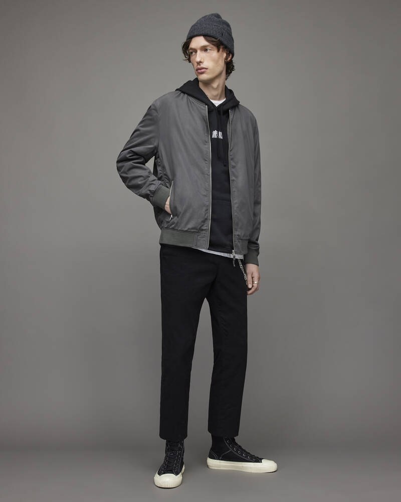 Dark Grey Allsaints Bassett Ramskull Bomber Jacket | MJ125X-584