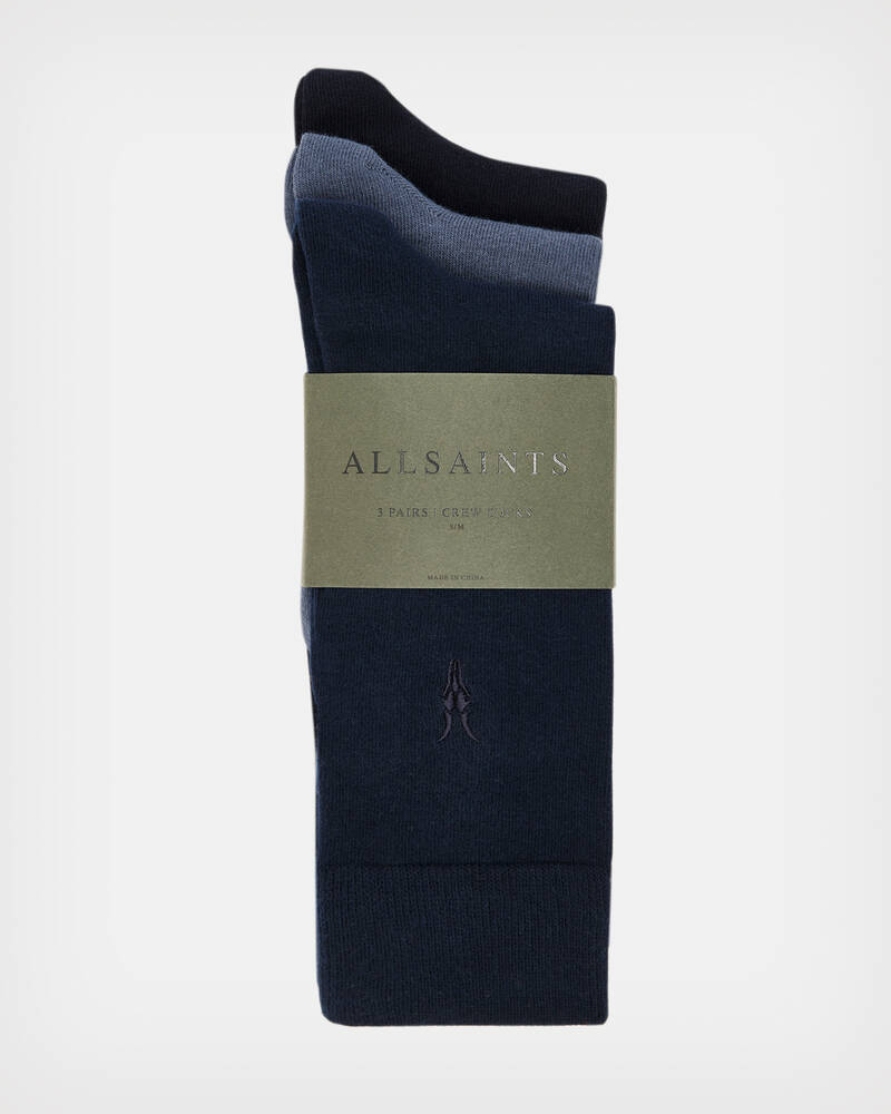 Deep Bl/Dull Bl/Bk Allsaints Adan Ramskull 3 Pack Socks | MW605X-8344