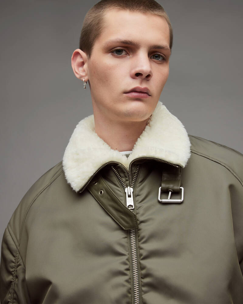 Deep Khaki Allsaints Torio Bomber Jacket | MJ034W-7243