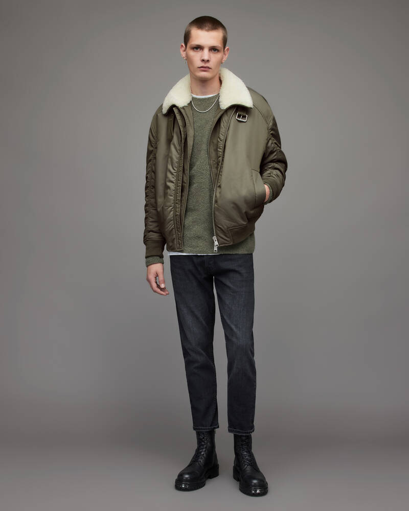 Deep Khaki Allsaints Torio Bomber Jacket | MJ034W-7243