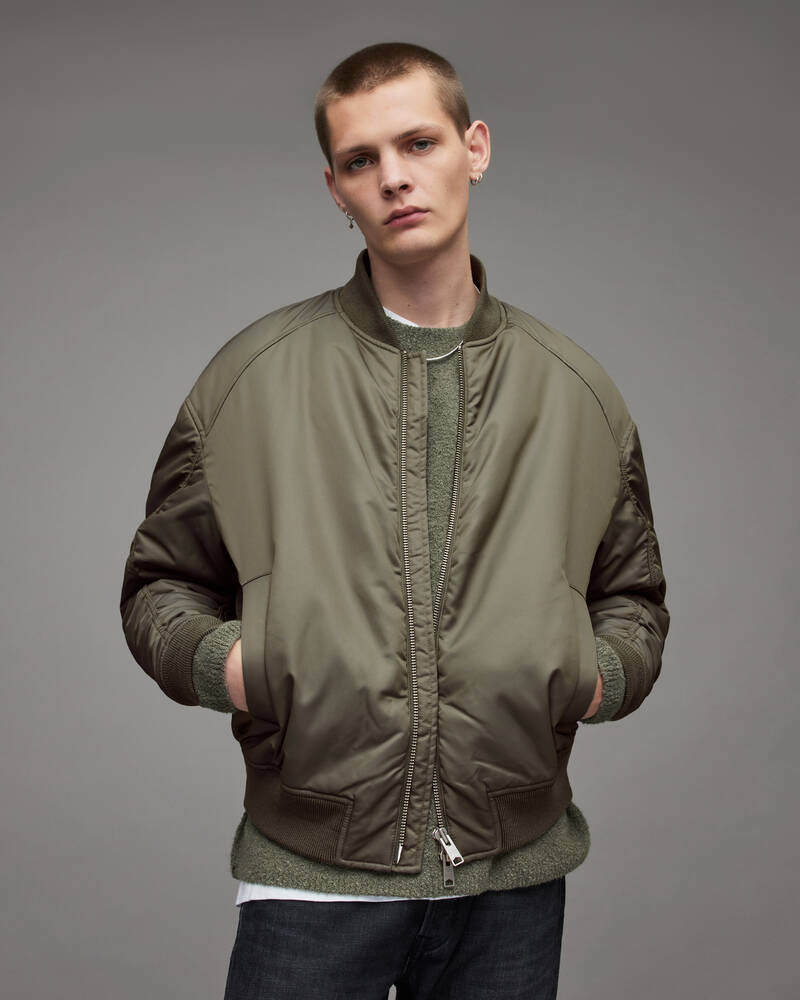 Deep Khaki Allsaints Torio Bomber Jacket | MJ034W-7243