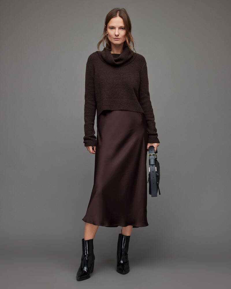 Deep Purple Allsaints Tierny 2 In 1 Roll Neck Dress | WD381V-7825