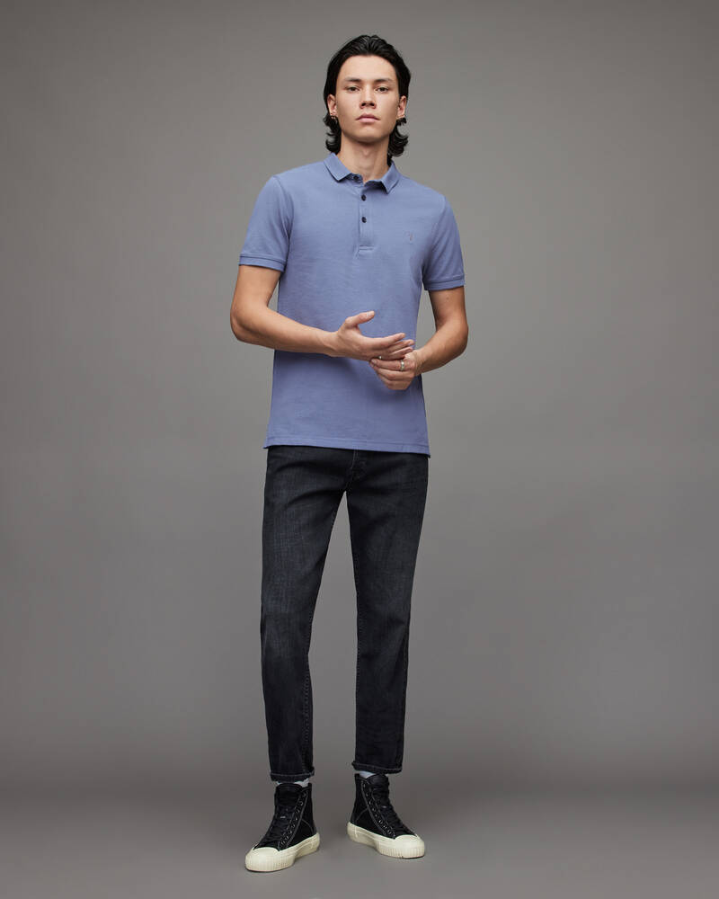 Dull Blue Allsaints Reform Short Sleeve Polo Shirt | MD205X-8063