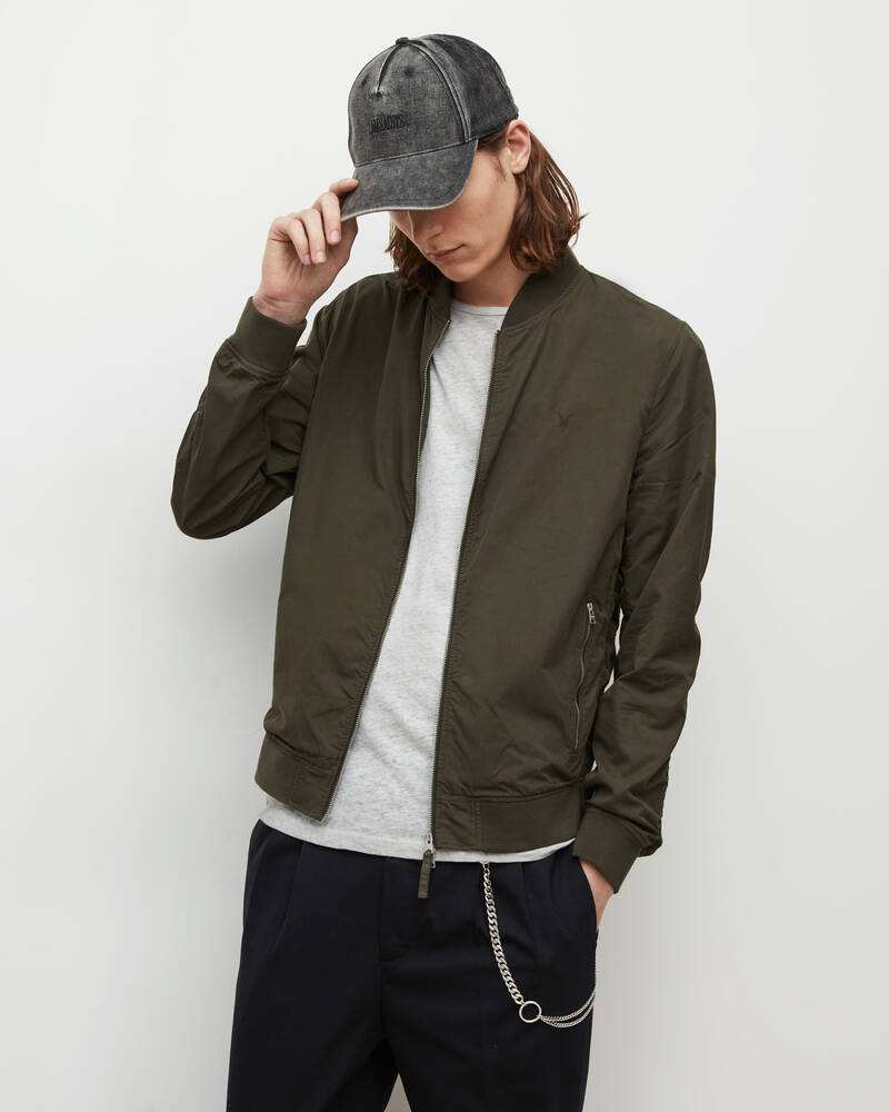 Dull Khaki Allsaints Bassett Bomber Jacket | MJ189W-6988