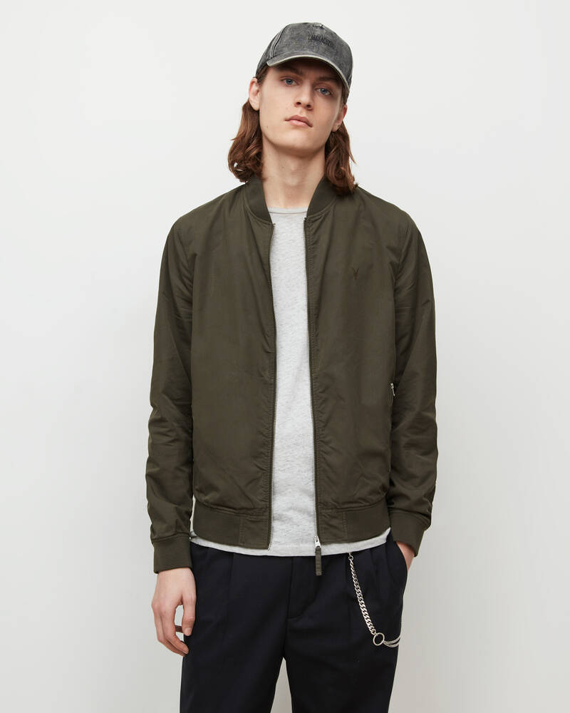 Dull Khaki Allsaints Bassett Bomber Jacket | MJ189W-6988