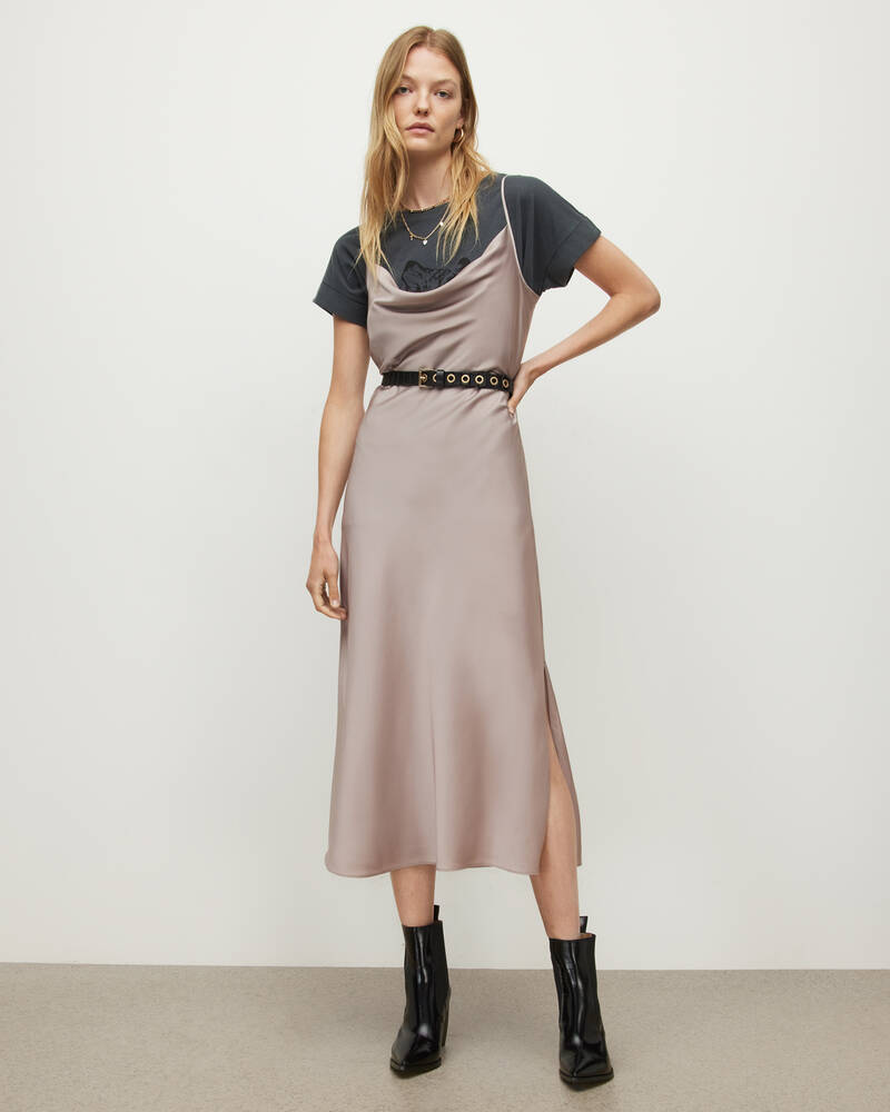 Dusty Pink Allsaints Hadley Midi Dress | WD055V-200