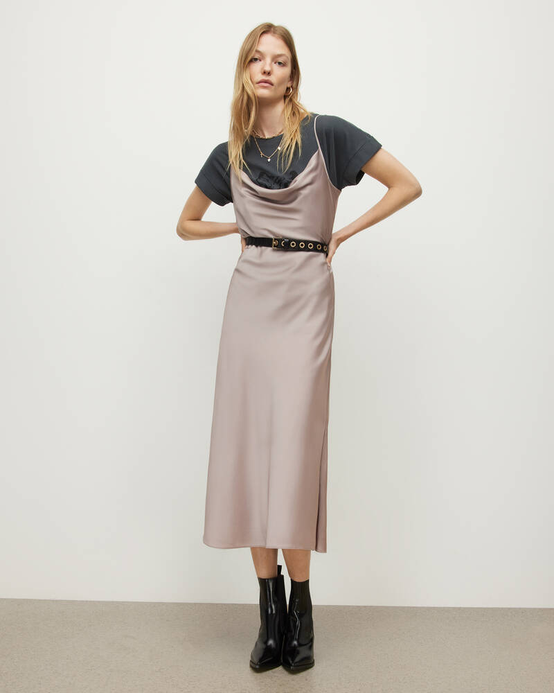 Dusty Pink Allsaints Hadley Midi Dress | WD055V-200