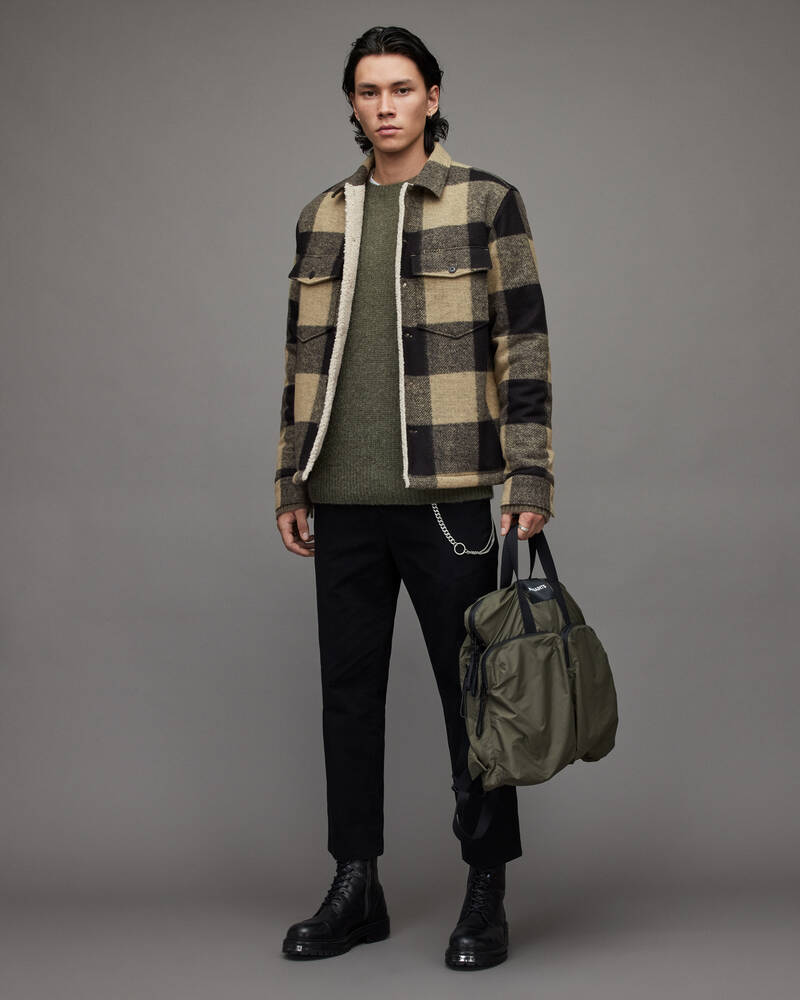 Ecru Allsaints Drexel Checked Sherpa Lined Jacket | MJ107X-35