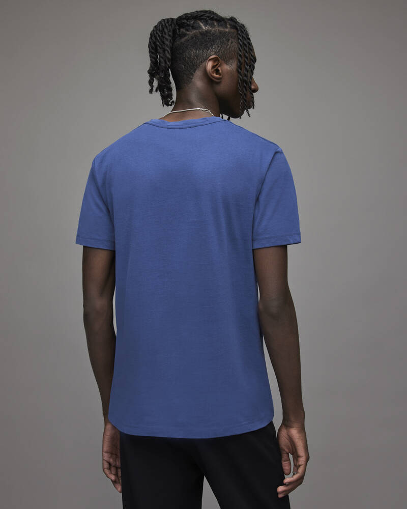 Electric Blue Allsaints Brace Crew Brushed Cotton T Shirt | MD146X-8061