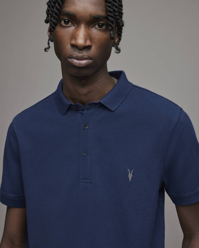 Electric Blue Allsaints Reform Short Sleeve Polo Shirt | MD215X-8061