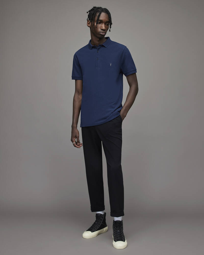 Electric Blue Allsaints Reform Short Sleeve Polo Shirt | MD215X-8061