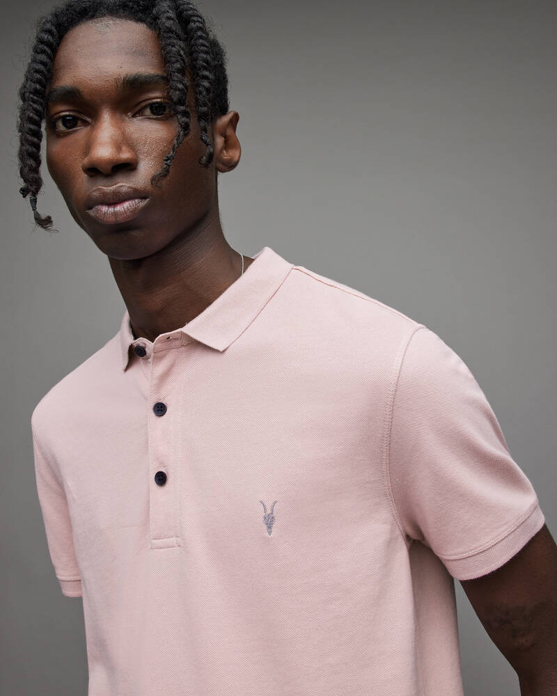 Faded Mauve Pink Allsaints Reform Short Sleeve Polo Shirt | MD252W-7506