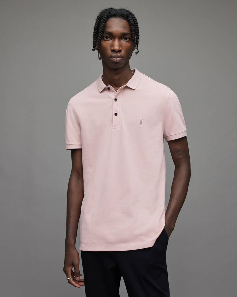 Faded Mauve Pink Allsaints Reform Short Sleeve Polo Shirt | MD252W-7506