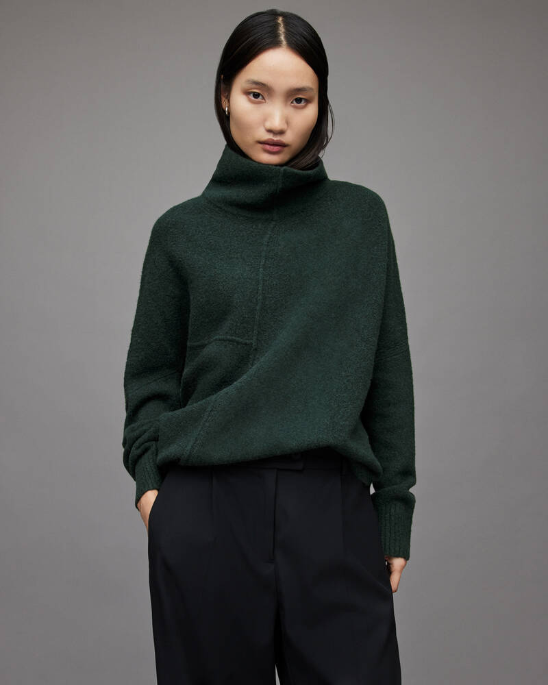 Fern Green Allsaints Lock Roll Neck Jumper | WK076W-5012