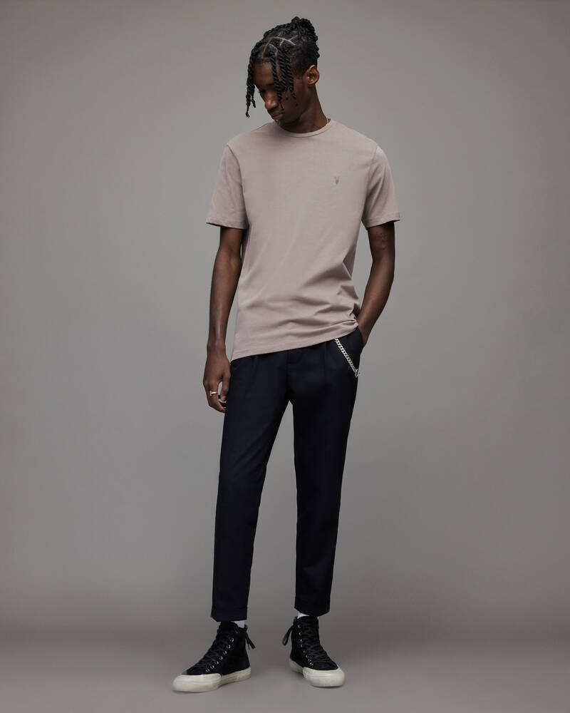 Flint Grey Allsaints Brace Crew Brushed Cotton T Shirt | MD457U-5775