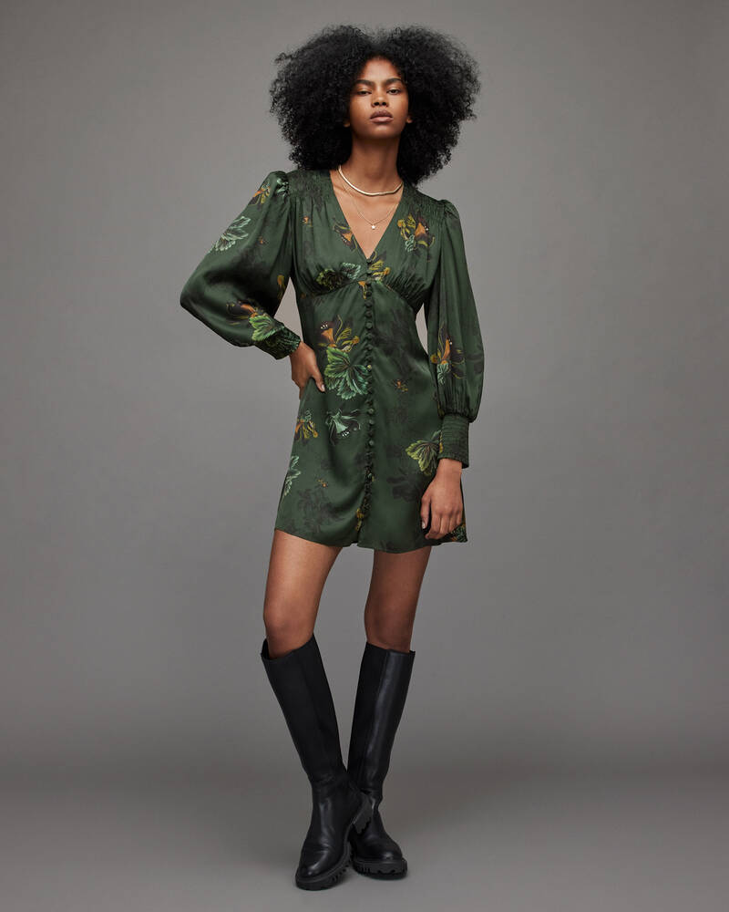 Forest Green Allsaints Auden Lilly Mini Dress | WD211X-2426