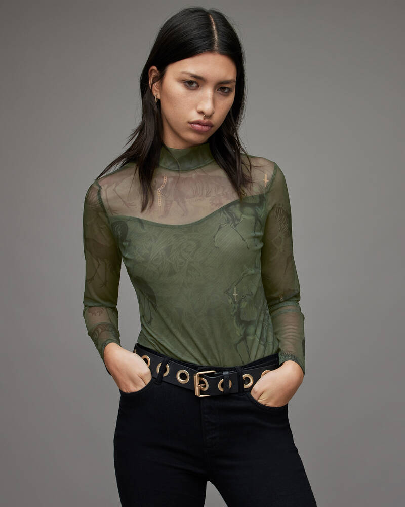 Forest Green Allsaints Elia Heidi Bodysuit | WM205X-2426