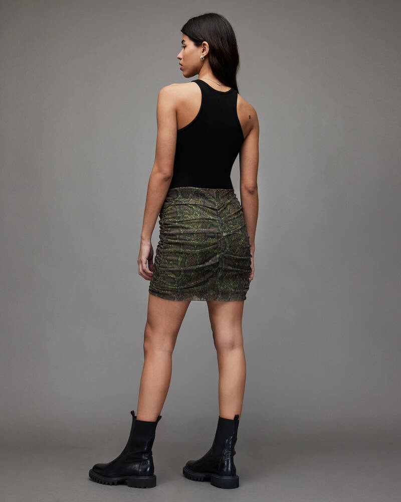 Forest Green Allsaints Giulia Tamora Mini Skirt | WS064X-2426