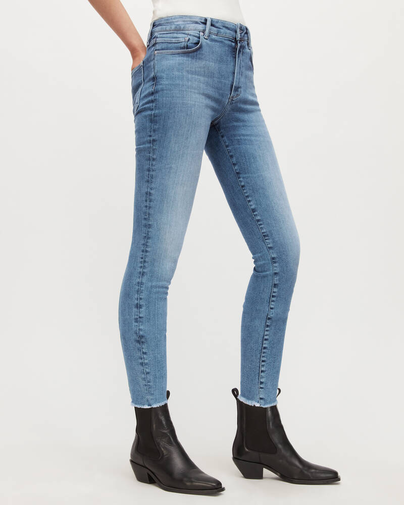 Fresh Blue Allsaints Miller Mid Rise Size Me Skinny Jeans | WE010W-3971