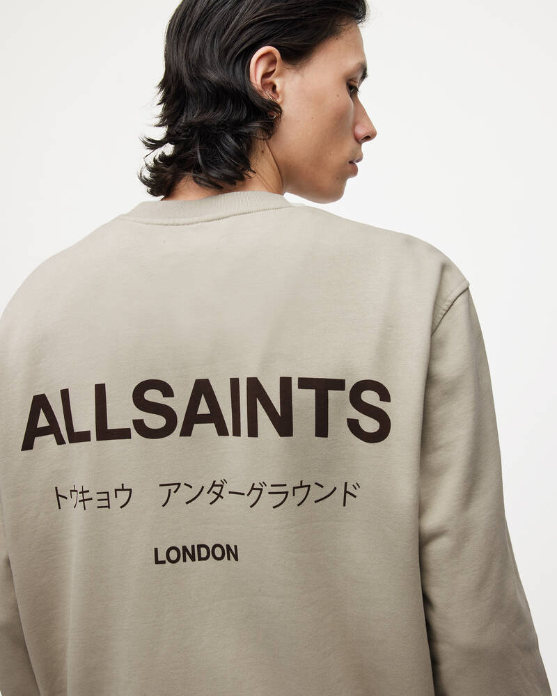 Frosted Taupe Allsaints Underground Crew Sweatshirt | MG344X-8291