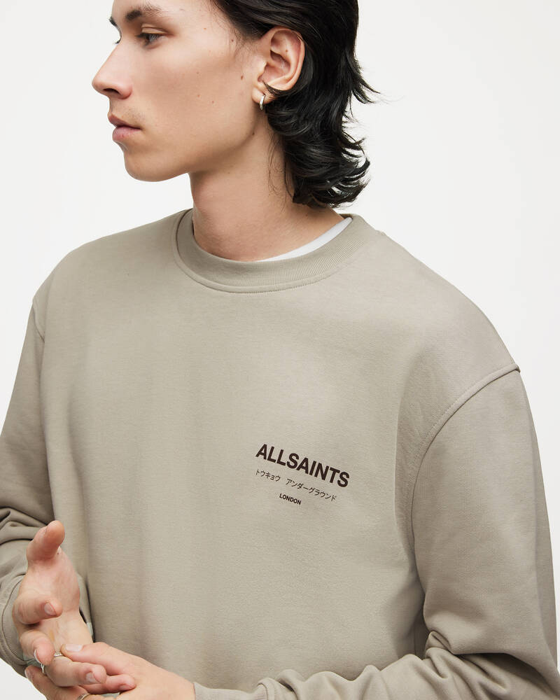 Frosted Taupe Allsaints Underground Crew Sweatshirt | MG344X-8291