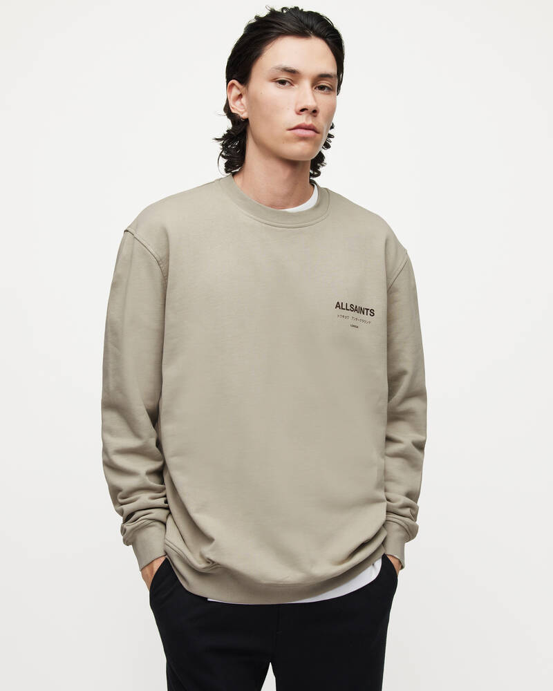 Frosted Taupe Allsaints Underground Crew Sweatshirt | MG344X-8291