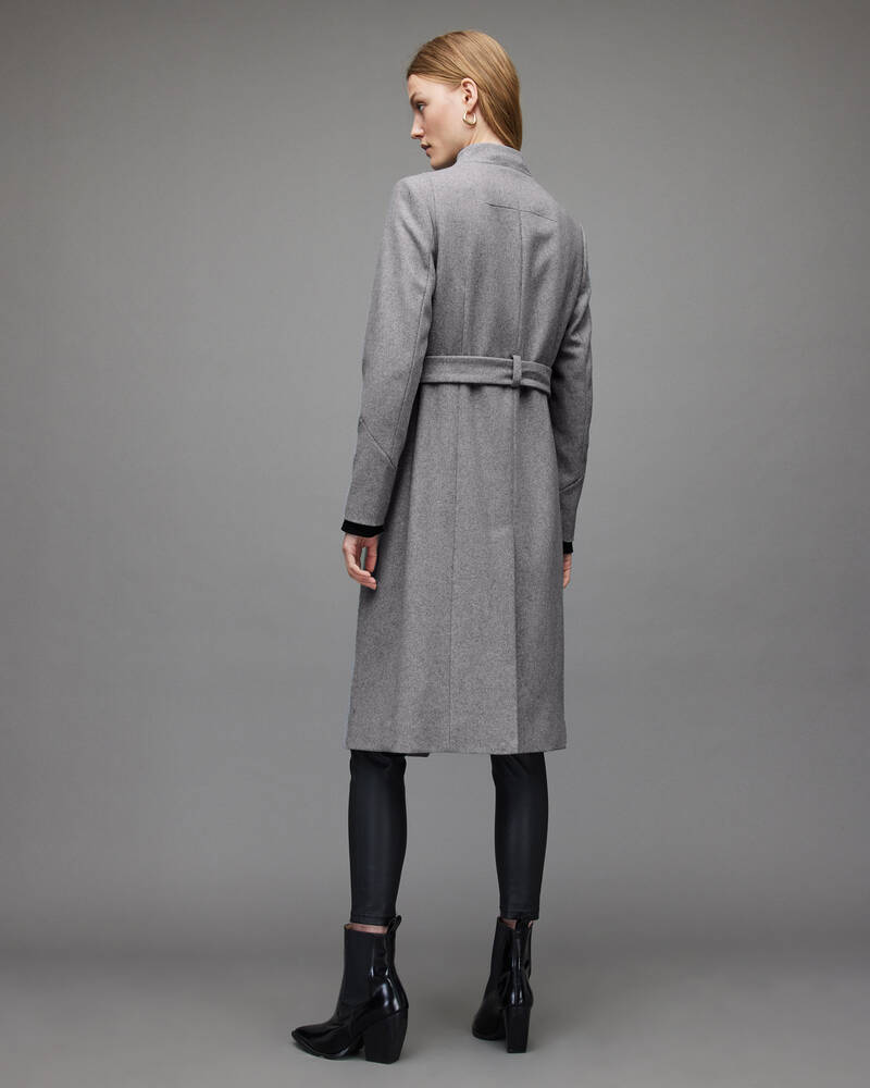 Grey Allsaints Riley Wool Cashmere Blend Coat | WO036X-7