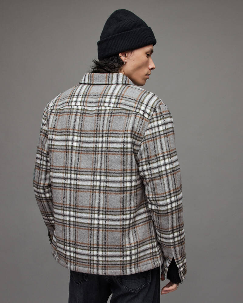 Grey Allsaints Xanetta Checked Sherpa Lined Jacket | MJ105X-7