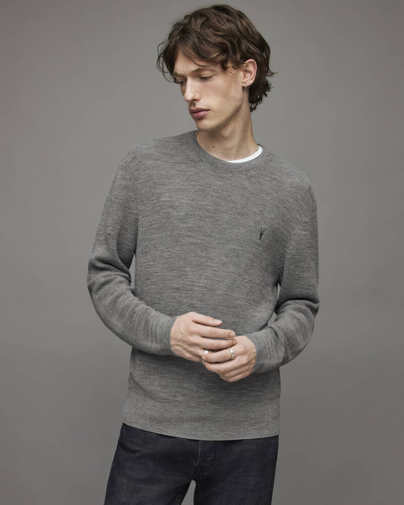 Grey Marl Allsaints Ivar Merino Crew Jumper | MK034P-107