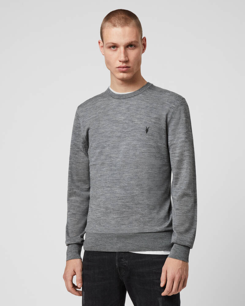 Grey Marl Allsaints Mode Merino Crew Jumper | MK129D-107