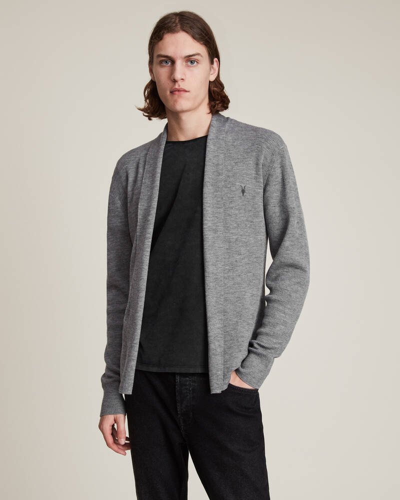 Grey Marl Allsaints Mode Merino Open Cardigan | MK002D-107