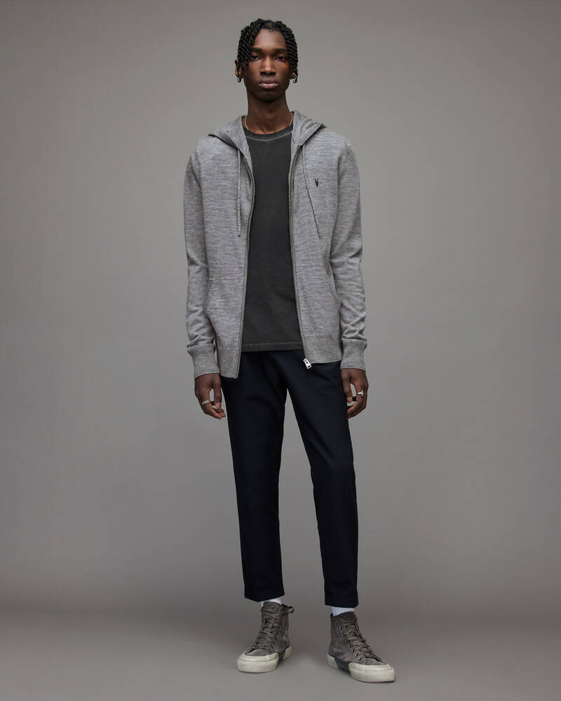 Grey Marl Allsaints Mode Merino Zip Hoodie | MK130D-107