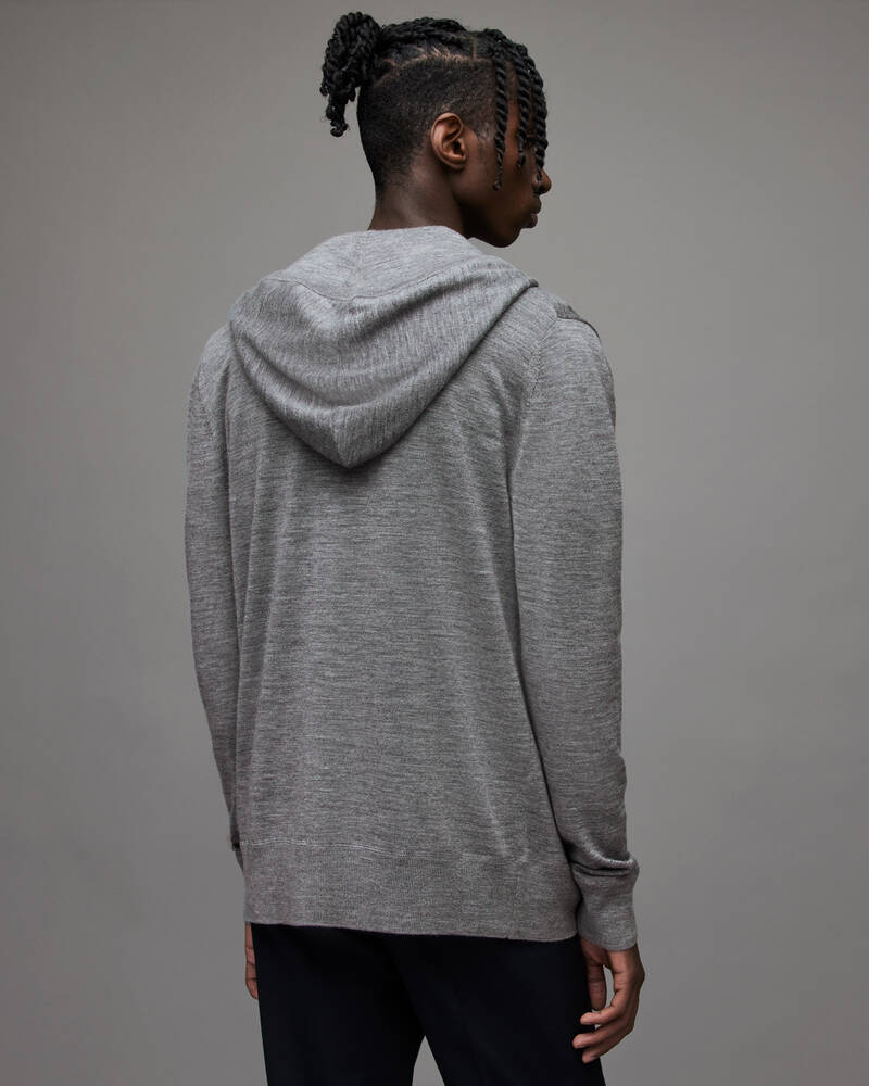 Grey Marl Allsaints Mode Merino Zip Hoodie | MK130D-107