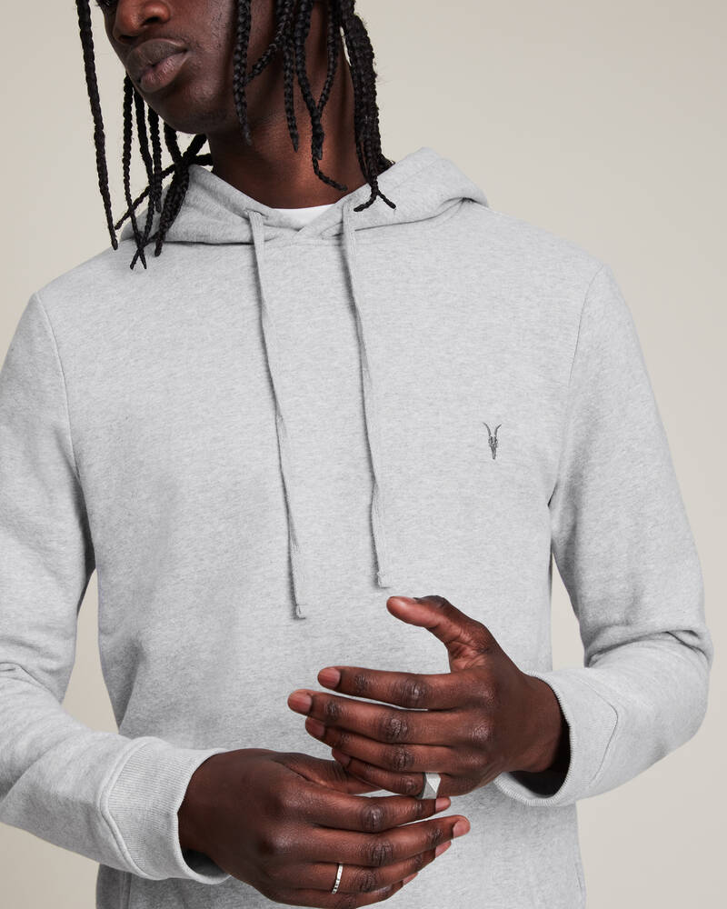 Grey Marl Allsaints Raven Pullover Hoodie | MF064M-107