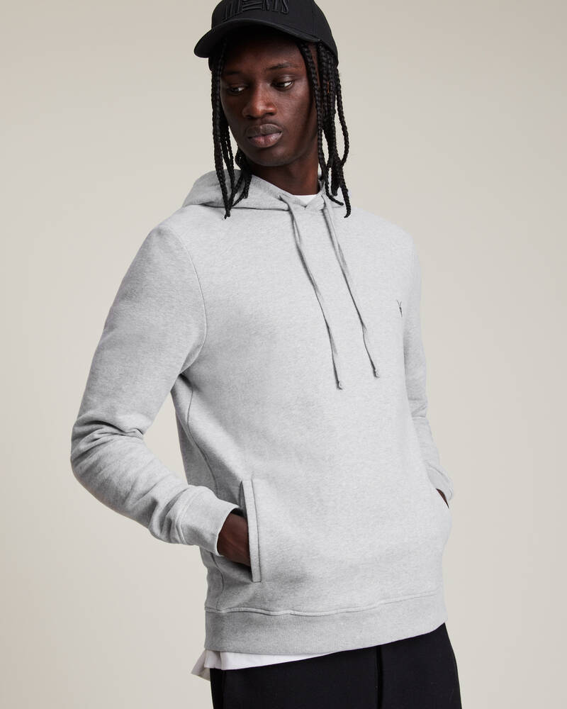 Grey Marl Allsaints Raven Pullover Hoodie | MF064M-107