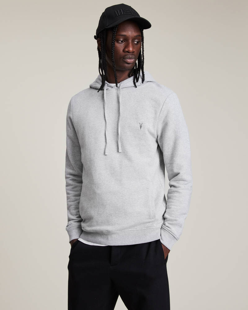 Grey Marl Allsaints Raven Pullover Hoodie | MF064M-107