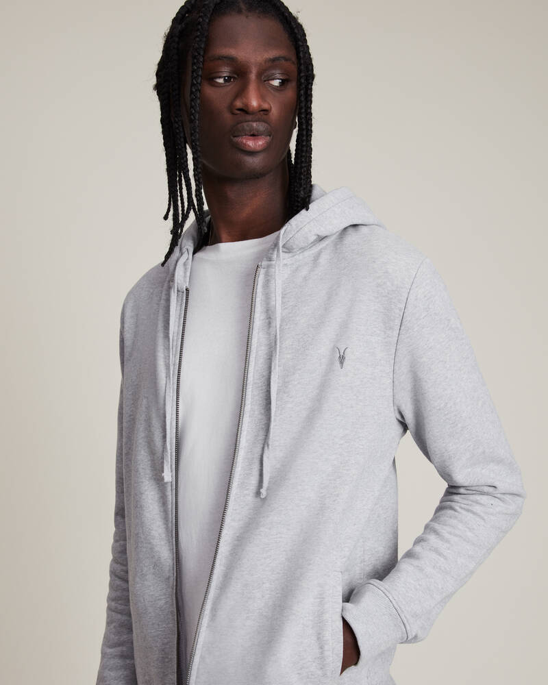 Grey Marl Allsaints Raven Zip Hoodie | MF047K-107