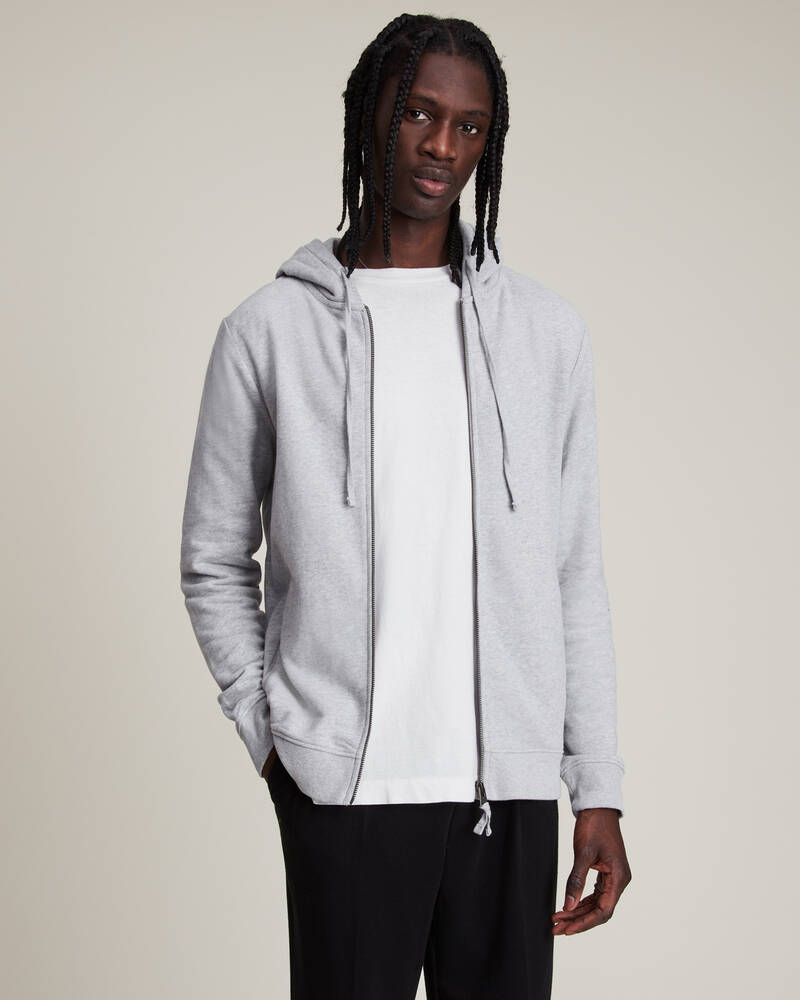 Grey Marl Allsaints Raven Zip Hoodie | MF047K-107