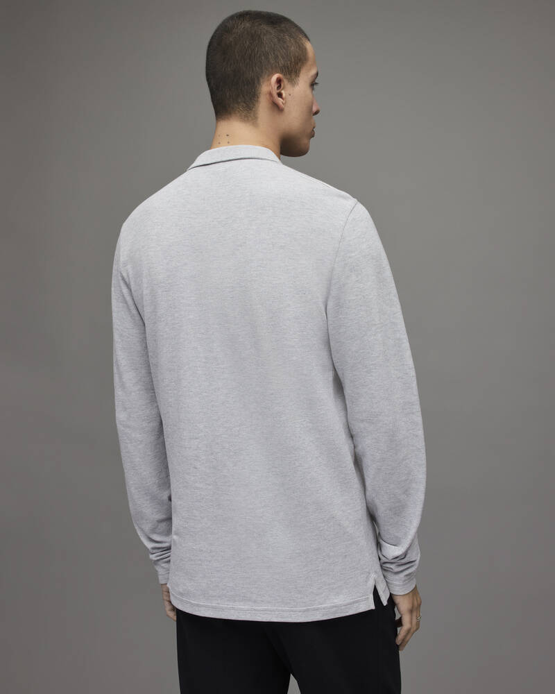 Grey Marl Allsaints Reform Long Sleeve Polo Shirt | MD170H-107