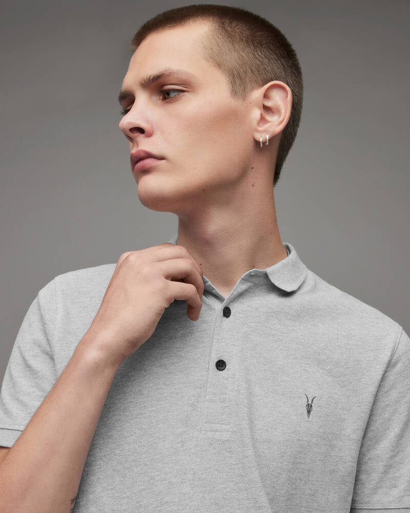 Grey Marl Allsaints Reform Short Sleeve Polo Shirt | MD051H-107