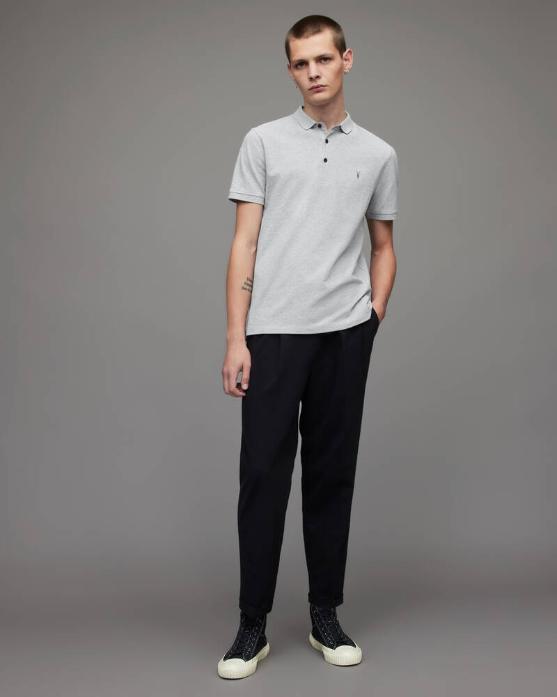 Grey Marl Allsaints Reform Short Sleeve Polo Shirt | MD051H-107