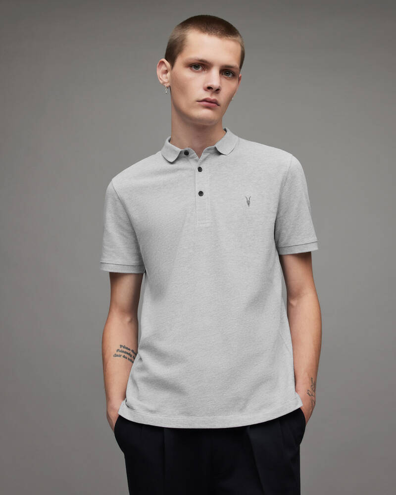 Grey Marl Allsaints Reform Short Sleeve Polo Shirt | MD051H-107