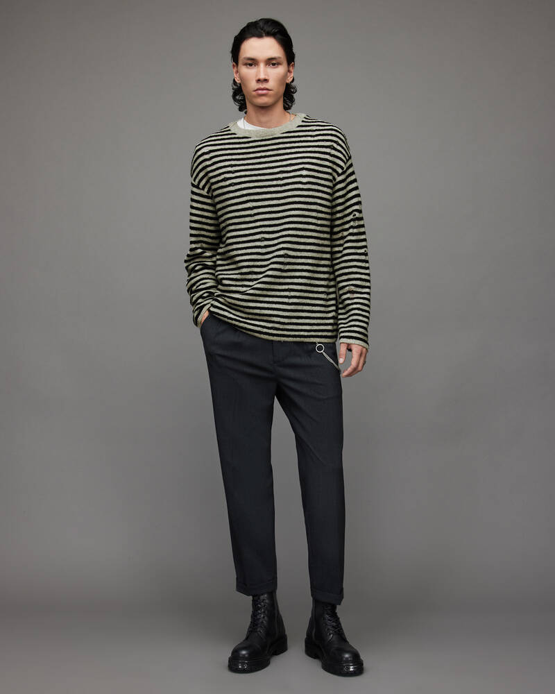 Grey Marl/Black Allsaints Park Striped Jumper | MK029X-232