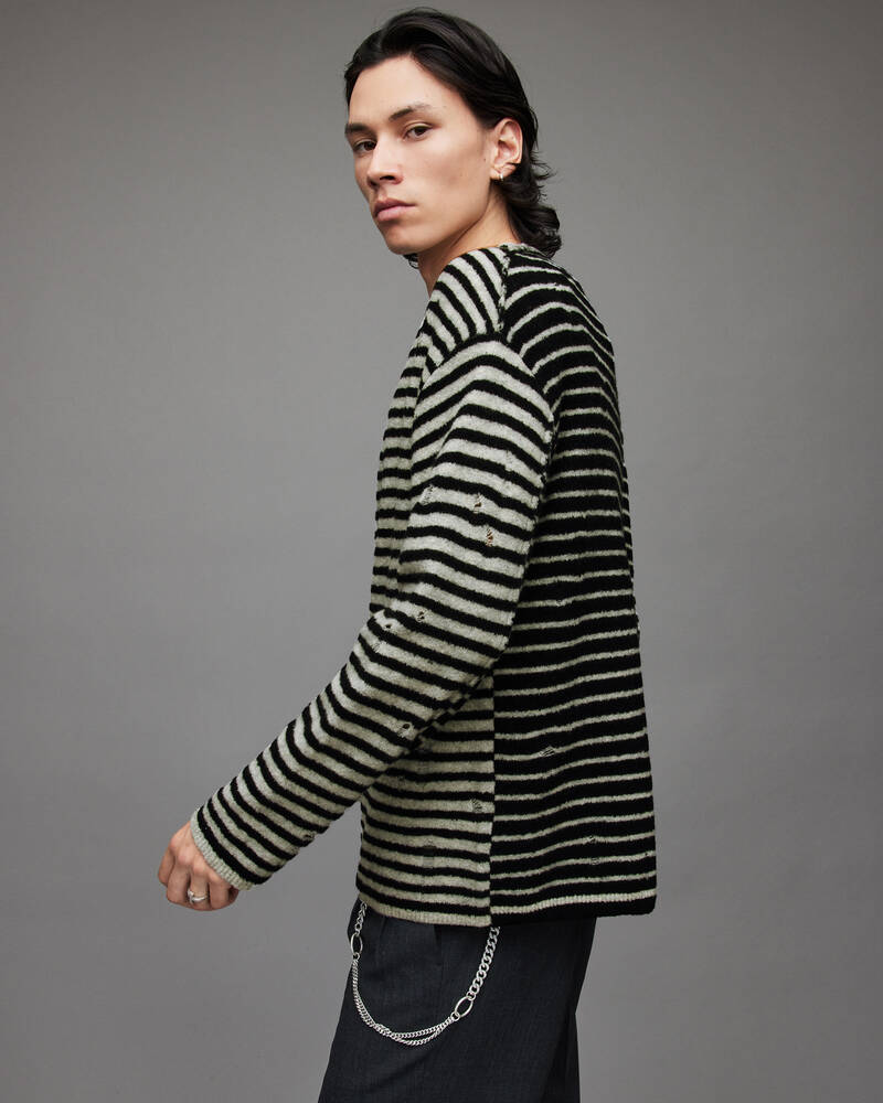 Grey Marl/Black Allsaints Park Striped Jumper | MK029X-232