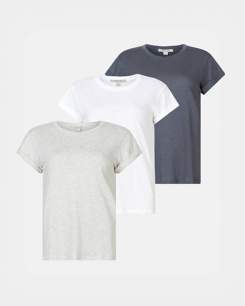 Grey/Multi Allsaints Anna 3 Pack T Shirts | WM208X-8090