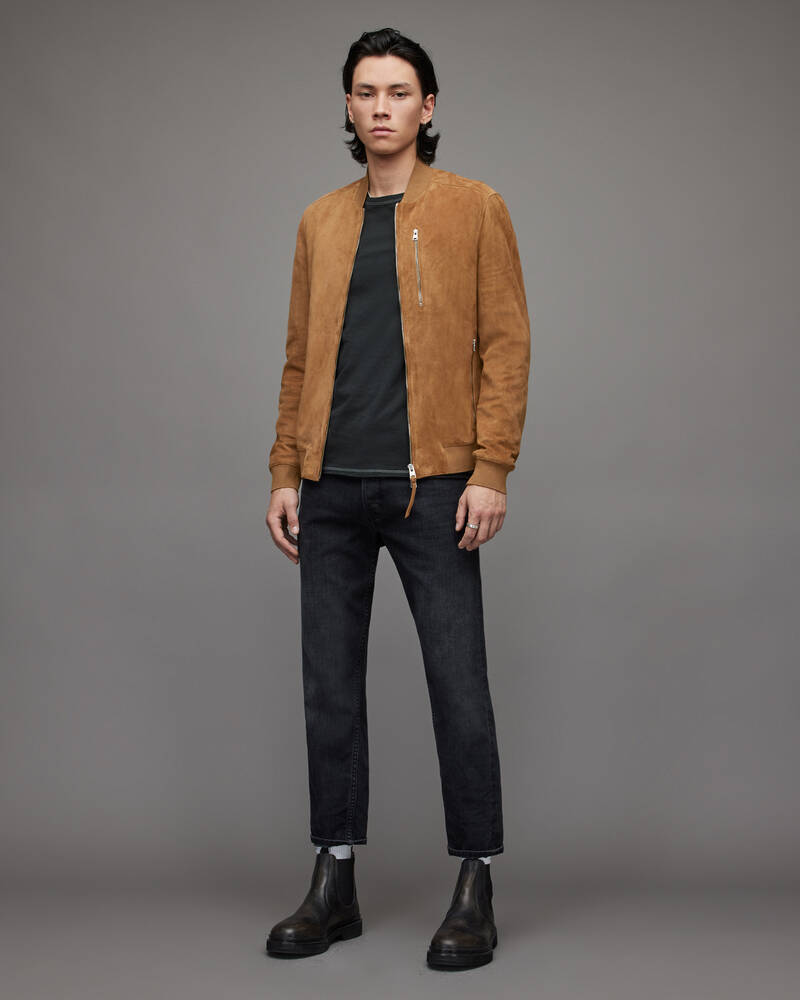 Honey Brown Allsaints Kemble Suede Bomber Jacket | ML084X-5906