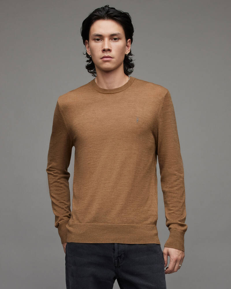 Honey Brown Marl Allsaints Mode Merino Crew Jumper | MK147X-8044