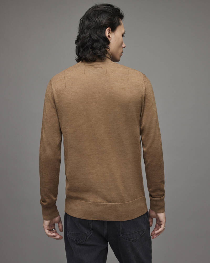 Honey Brown Marl Allsaints Mode Merino Roll Neck Jumper | MK166X-8044